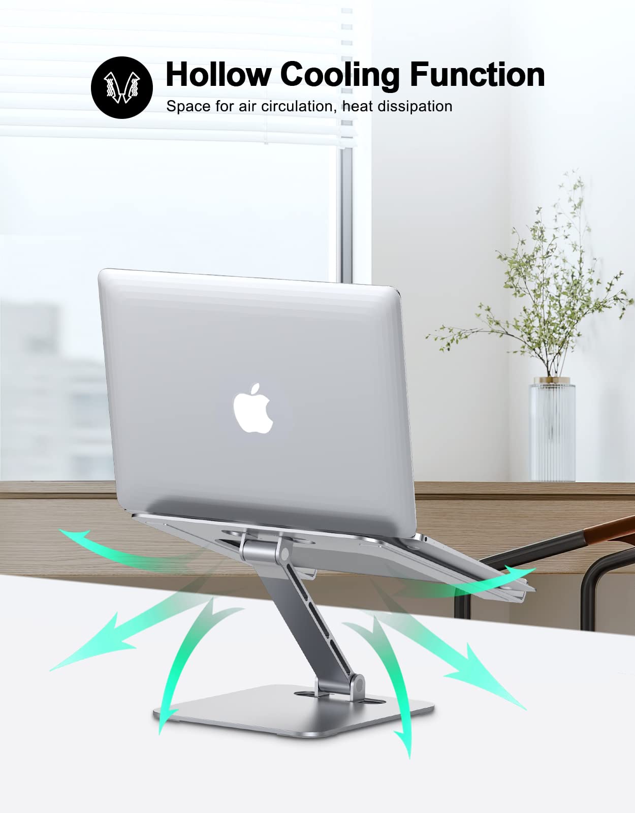 RIWUCT Foldable Laptop Stand, Height Adjustable Ergonomic Computer Stand for Desk, Aluminum Portable Laptop Riser Holder Mount Compatible with MacBook Pro Air, HP, Dell 10-16"