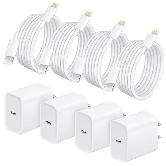 i Phone Charger Fast Charging, 4 Pack 20W Fast Charger i Phone Cube with 6 FT USB C Charger Cord, Phone 14 13 Fast Charging Compatible with iP14 13 12 11 Pro Max,14 Plus,XR,XSMAX