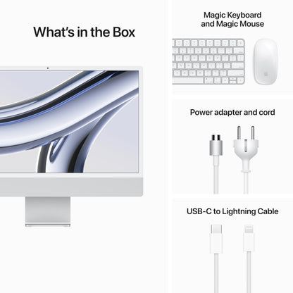 Apple 2023 iMac All-in-One Desktop Computer with M3 chip: 8-core CPU, 8-core GPU, 24-inch Retina Display, 8GB Unified Memory, 256GB SSD Storage, Matching Accessories. Works with iPhone/iPad; Silver