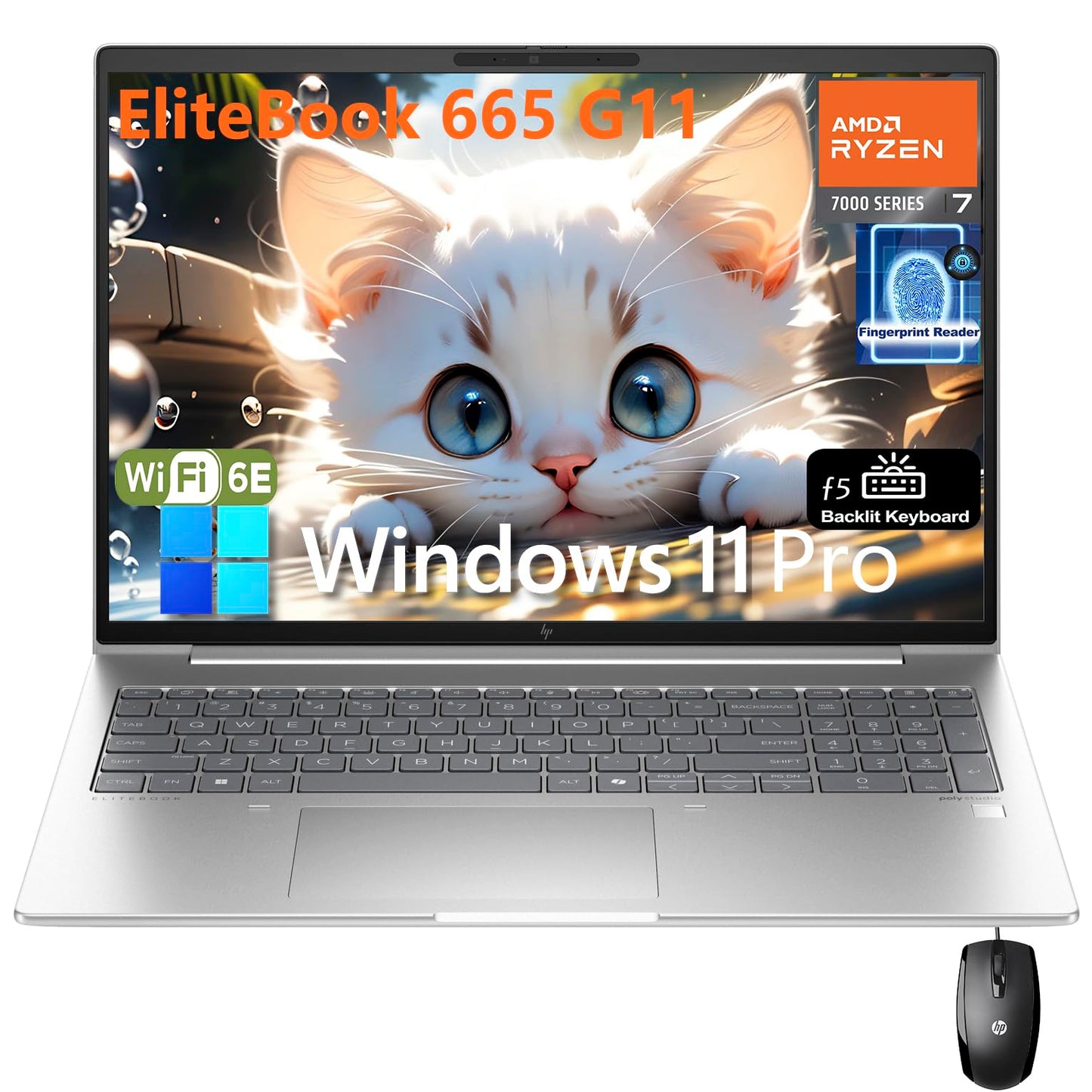 HP Elitebook 665 G11 16" FHD+ Business Laptop Computer, Octa-Core AMD Ryzen 7 7735U (Beat i7-1270P), 32GB DDR5 RAM, 1TB PCIe SSD, WiFi 6E, Backlit KB, Fingerprint Reader, Windows 11 Pro, Befectoy