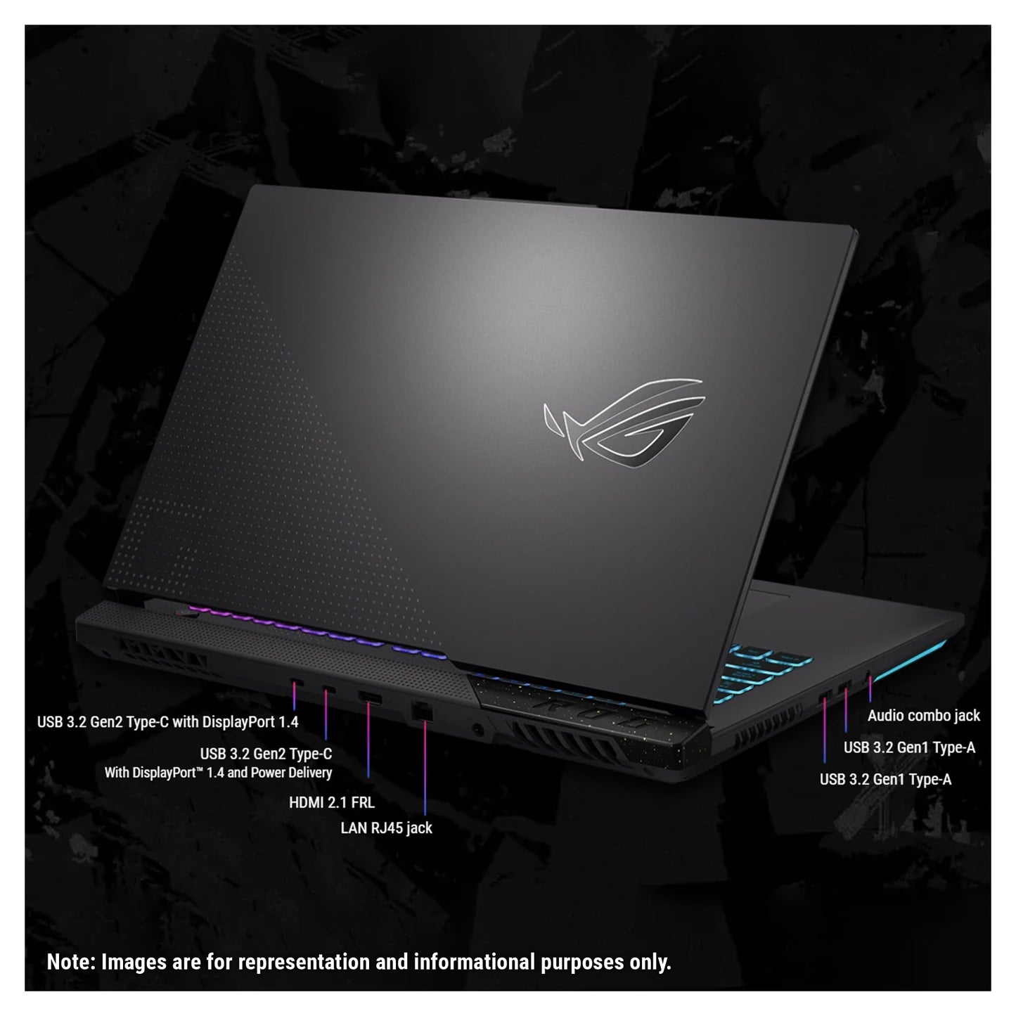 ASUS Rog Strix Gaming Laptop, AMD Ryzen 9 7845HX, 64 GB DDR5 RAM, 2 TB PCIe SSD, 17"" FHD (1920x1080), Nvidia Geforce RTX 4070, Numeric Keyboard, W11 Home, Gray