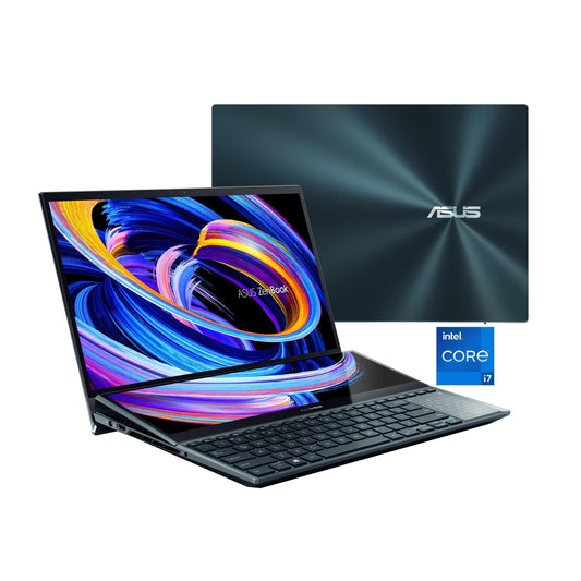 ASUS ZenBook Pro Duo 15 UX582 Laptop, 15.6” OLED 4K Touch Display, i7-12700H, 16GB, 1TB, GeForce RTX 3060, ScreenPad Plus, Windows 11 Home, Celestial Blue, UX582ZM-AS76T