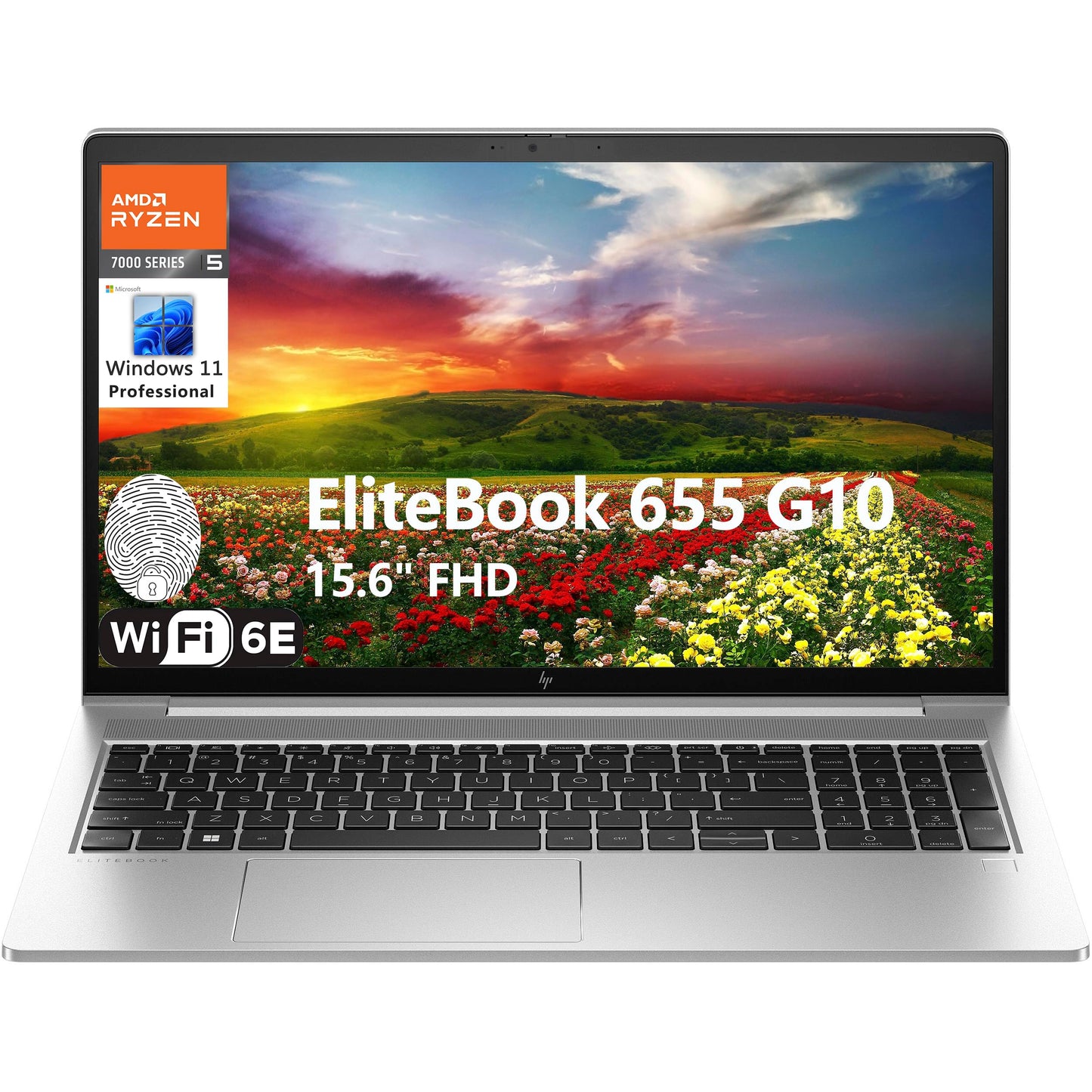 HP EliteBook 655 G10 15.6" FHD Business Laptop Computer, Hexa-Core AMD Ryzen 5 7530U (Beat i7-1355U), 32GB DDR4 RAM, 1TB PCIe SSD, WiFi 6E, Bluetooth 5.3, Fingerprint Reader, Windows 11 Pro, Tilsiy